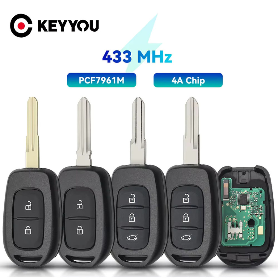 KEYYOU Auto Fernbedienung Schlüssel für Renault Sandero Logan Lodgy Dokker Dacia Duster mit 4A PCF7961 Chip 433MHz in Schwarz - Bild 3