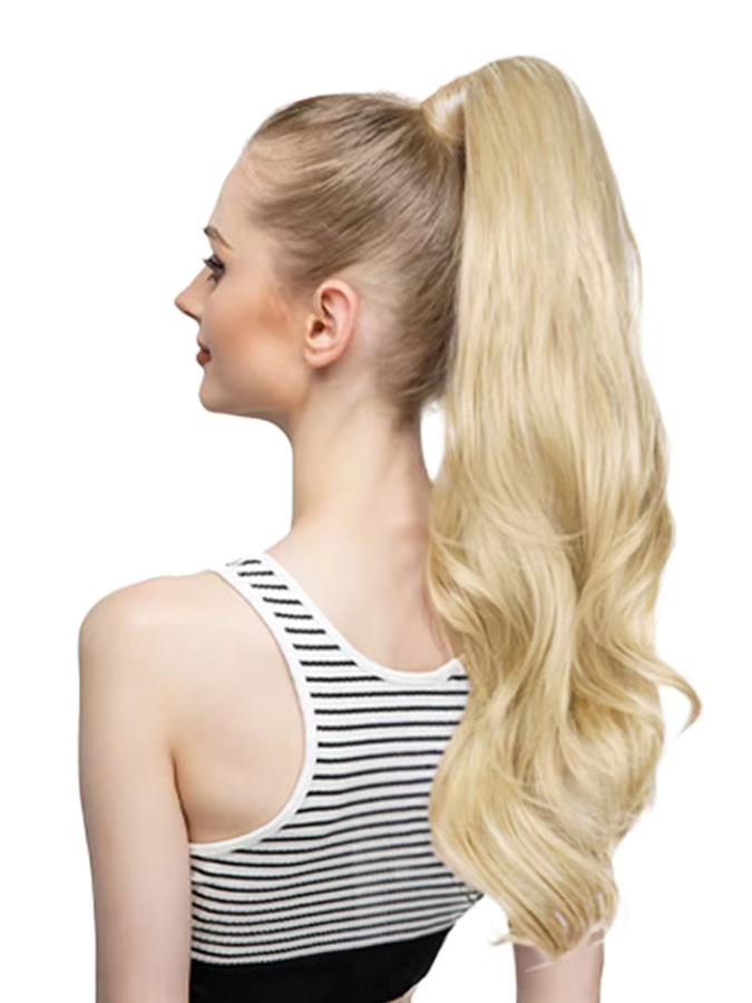 VADES Echthaar-Pferdeschwanz-Haarverlängerung, Remy-Haar, Blond, Unisex - Bild 4