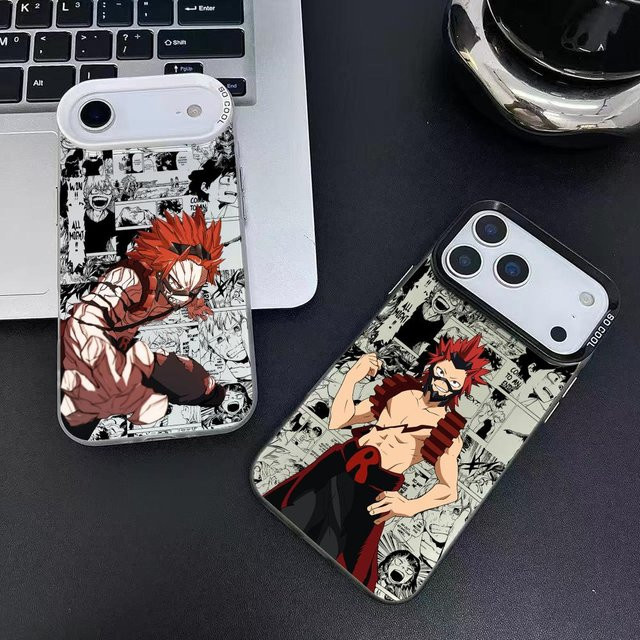 Anime Eijiro Kirishima Handyhülle für iPhone 17 16 15 14 13 12 11 Pro Max Air, mehrfarbig, mattes Laser Metallic Aurora Design - Bild 1