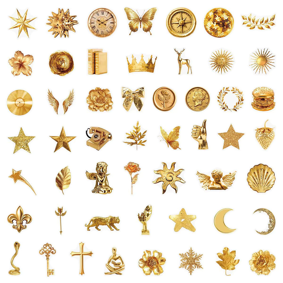 GOGOTU Graffiti-Aufkleber, Gold, Transparent, 50-teiliges Set - Bild 2