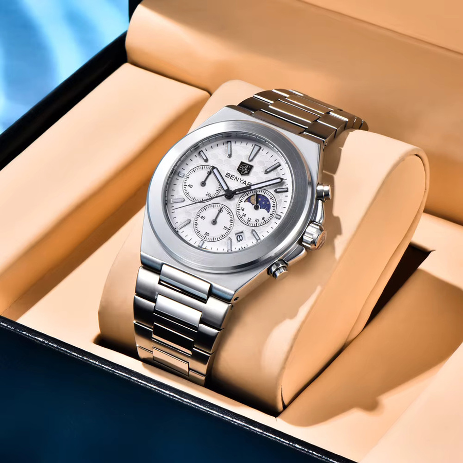 BENYAR Chronograph, Quarz, Edelstahl, Schwarz, Herren - Bild 3