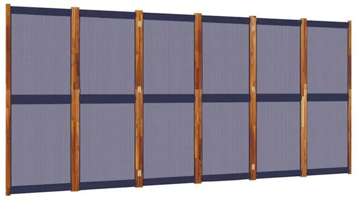 6-tlg. Paravent Vidaxl aus Holz und Textil in Dunkelblau, B/H: 420 x 180 cm - Bild 1