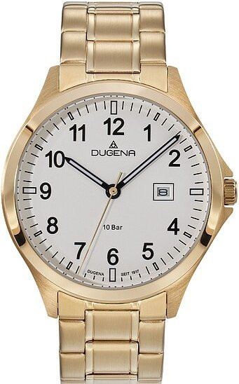 Dugena Herrenuhr, Quarz, Edelstahl, Weiß, 41 mm, 10 ATM - Bild 1