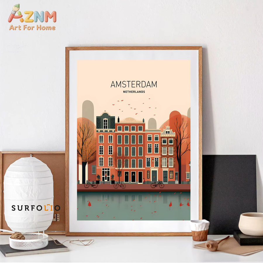 Kayou Retro Wandbilder mit Stadtmotiven als abstrakte Leinwanddrucke in Multicolour - Bild 2