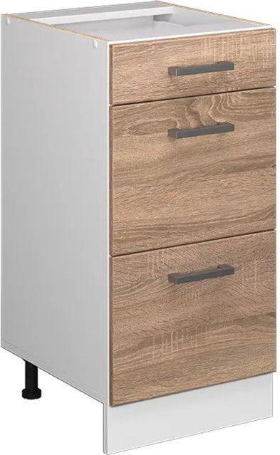 Vicco Küchenunterschrank R-Line Sonoma Weiß mit Schubladen ohne Arbeitsplatte Breite: 40 cm - Bild 1