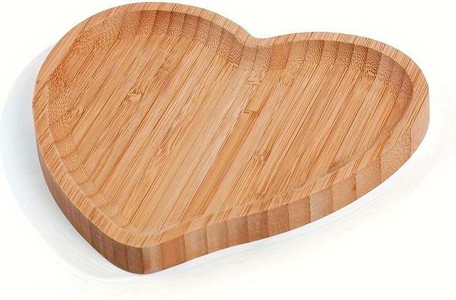 SZ-Damai Herzförmiger Obstteller aus Bambus und Holz in Beige - Bild 1