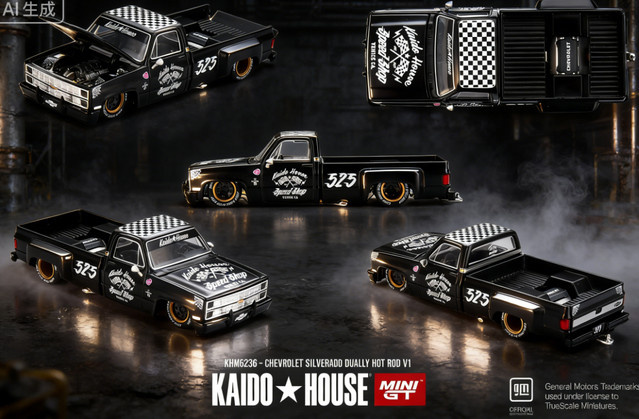 MINIGT Silverado Dually Hot Rod V1, Druckguss-Modellauto, 1:64 - Bild 1
