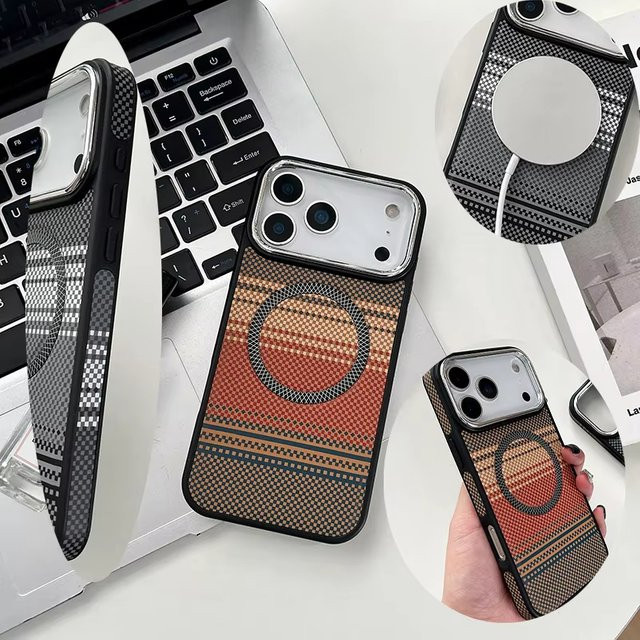 MACDOT Magnetische Hülle mit Streifenmuster für iPhone 17 Pro Max, iPhone 16 und iPhone 15 Pro Plus, Stoßfest und Ultradünn, Multicolour und Schwarz - Bild 1