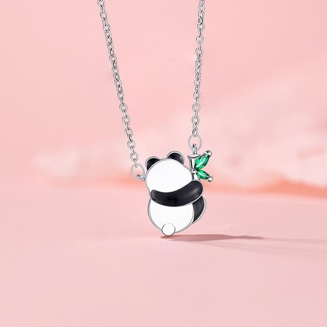 Lucky Star Jewelry Halskette Panda, Edelstahl, Silber, Mädchen - Bild 1