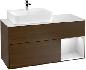 V&B Finion Waschtischunterschrank mit LED-Beleuchtung und Regalelement, Breite: 120 cm, weiß lackiert - Bild 1
