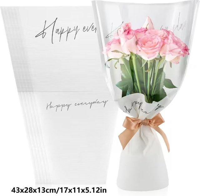 Transparente Blumenverpackungsbeutel aus Rindsleder-Optik für Rosen und Blumensträuße, Braun - Bild 1