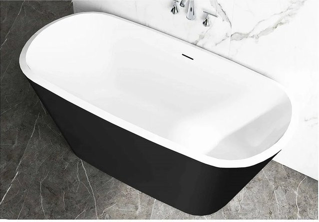 Duschparadies Freistehende Acrylbadewanne in Schwarz mit Siphon Set, B/T/H: 170 x 78 x 60 cm - Bild 1
