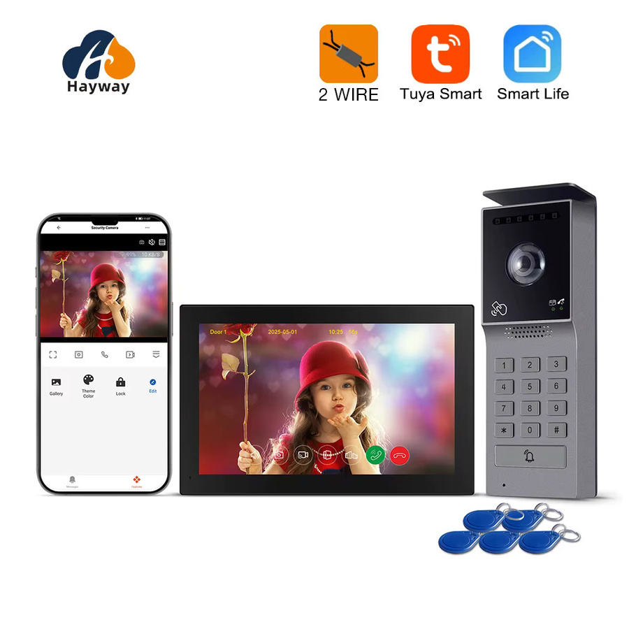 Tuya Wifi Smart Home Video Türtelefon mit 1080P Kamera und 7 Zoll Touch Monitor als 2-Draht Sicherheitssystem in Schwarz - Bild 6