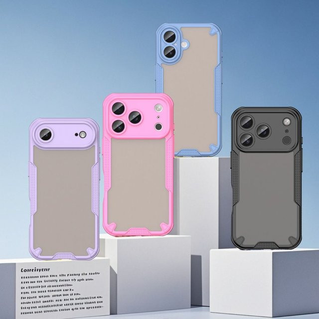 Panbon Ultra Matte Schutzhülle für iPhone 17 Pro Max, iPhone 17 Air, iPhone 16 Max und 16E in Schwarz und Lila - Bild 1