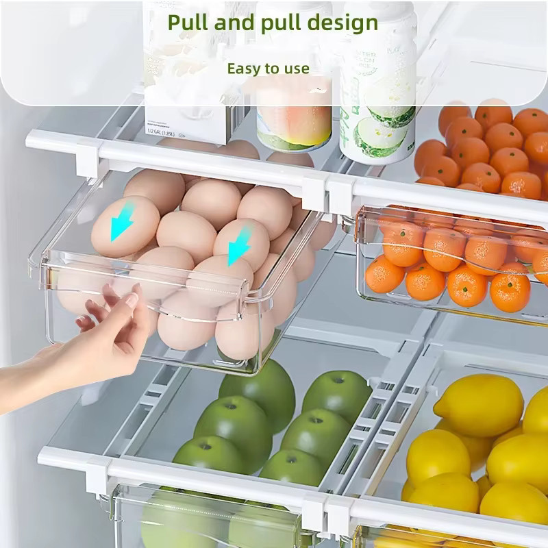 Untior Lebensmittel-Aufbewahrungsbox aus Kunststoff, transparente Kühlschrank-Schublade zur Obstverpackung und als Regalstütze - Bild 2