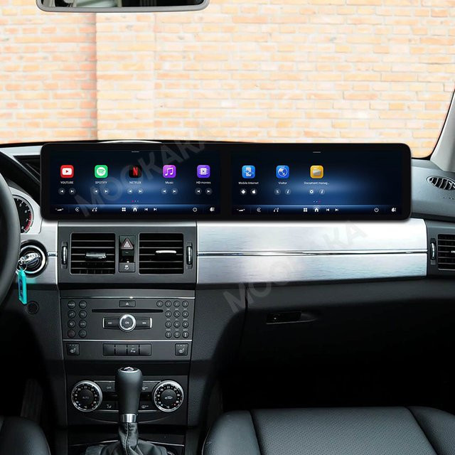 Aotsr Dual-Screen Autoradio mit Android Auto und CarPlay für Mercedes Benz GLK 2009-2012, 24,6 Zoll Multimedia Player mit GPS, Schwarz - Bild 1