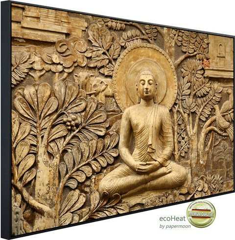 papermoon Infrarotheizung EcoHeat Buddah in bunt mit Matt-Effekt, App-Steuerung und Überhitzungsschutz, B/H/T: 120 x 60 x 6 cm - Bild 1