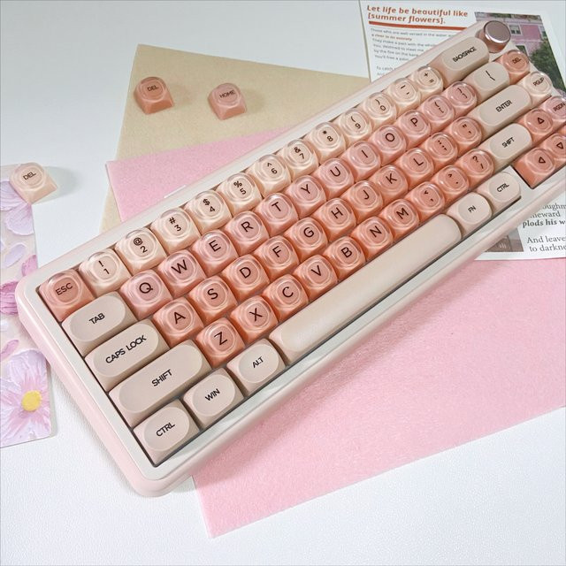 Foundation Jelly Crystal PBT Tastenkappen im HOA Profil für mechanische Gaming-Tastaturen in Blau und Rosa - Bild 1