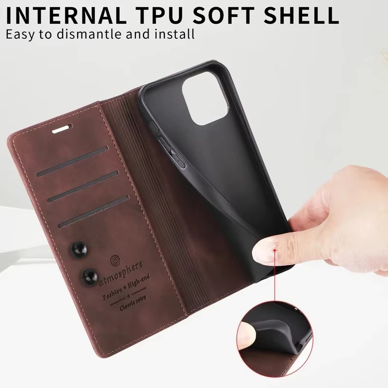 Leder Brieftasche Flip Book Cover für Samsung Galaxy A-Serie in Rot - Bild 5