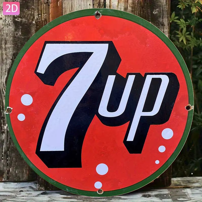 Potdemiel Retro Seven-Up Soda Vintage Aluminium Wandschild Rund Durchmesser: 20 cm - Bild 2