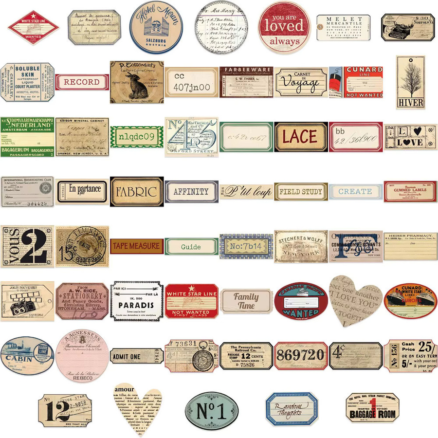 50 Stück Vintage-Aufkleber mit englischen Notizen, wasserfeste Dekoration für Gepäck und Wasserflaschen, DIY-Zubehör von AnimeWorlds Store, Mehrfarbig - Bild 2