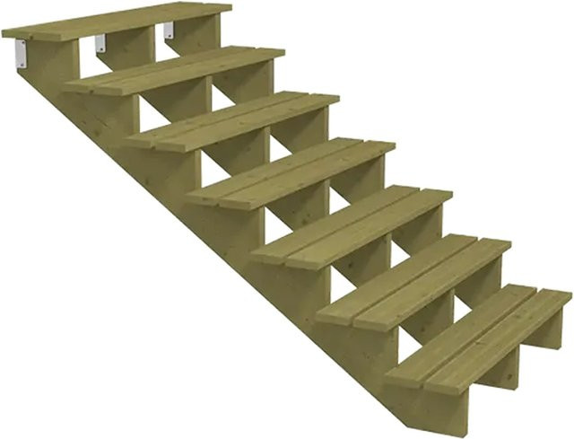 Plus A/S Terrassentreppe mit 7 Stufen aus druckimprägniertem Holz NTR Kl A, B/H/T: 175 x 119 x 120 cm - Bild 1