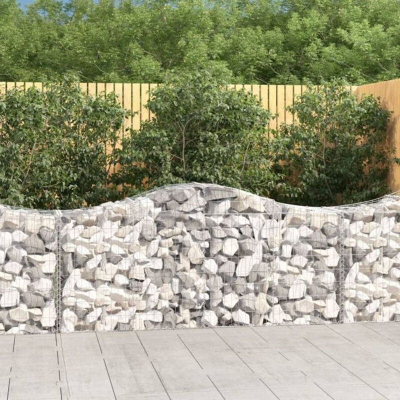 VIDAXL Gabionen mit Hochbogen aus verzinktem Eisen, 10 Stück, Silber, B/T/H: 200 x 50 x 80/100 cm - Bild 1