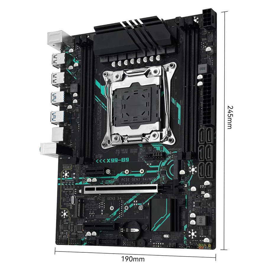 MACHINIST B9 X99 Motherboard Bundle mit Intel LGA2011-3 Xeon E5 2630 V4 CPU, unterstützt ECC und Desktop-Speicher sowie NVMe M.2 und SATA, Schwarz - Bild 2