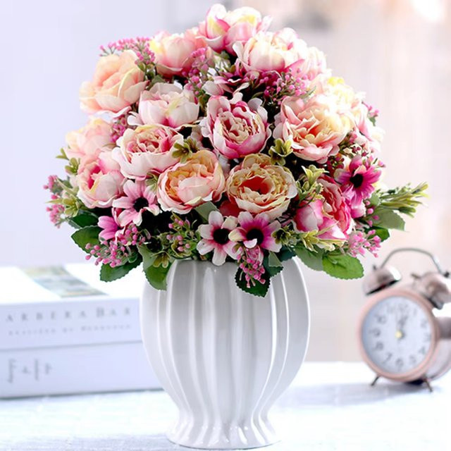 Uflower Pfingstrosen aus Seide in Pink und Purple, künstliche Blumen für Hochzeit, Party und Dekoration, Höhe: 30 cm - Bild 1