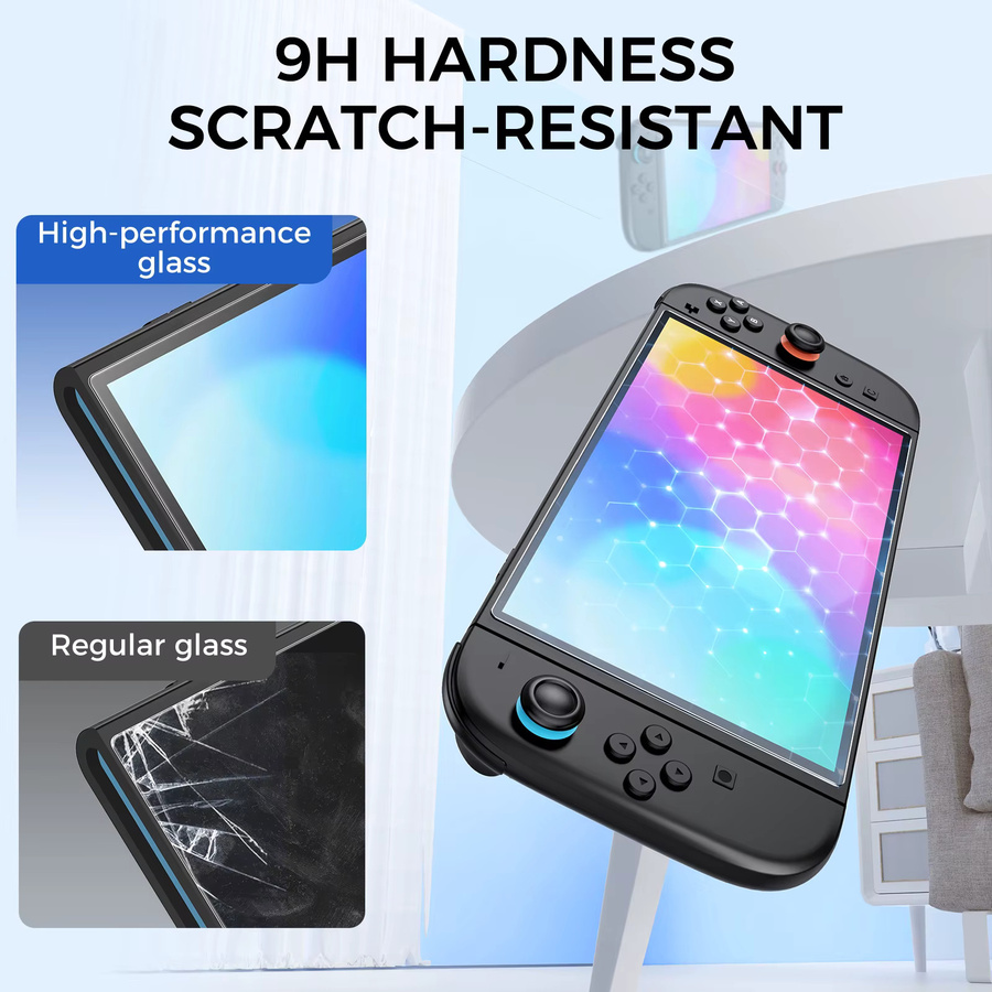 IINE Displayschutzfolie aus gehärtetem Glas für Nintendo Switch 2, Vollbildabdeckung, transparent, wasser- und ölbeständig - Bild 3