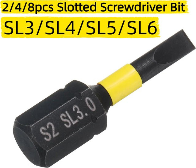 UXCELL Schlitzschraubendreher-Bits aus S2 Stahl, Magnetische Flachkopf-Sechskant-Bits, Schwarz, 1/4 Zoll Sechskantschaft, 25 mm Länge - Bild 1
