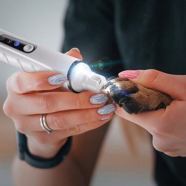 Aihogard Elektrischer Nagelschleifer für Hunde und Katzen mit LED-Licht in Weiß - Bild 1
