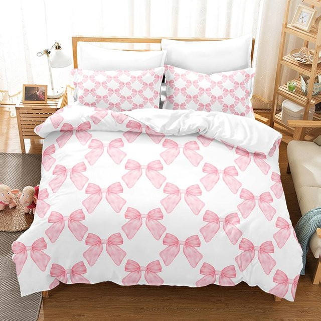 4-teiliges Schleifenbettwäscheset von JMG Household Supplies in Weiß, weiches Mikrofaser-Bettwäscheset mit Bettbezug und Kissenbezügen, Breite: 70 cm, Länge: 133 cm - Bild 1