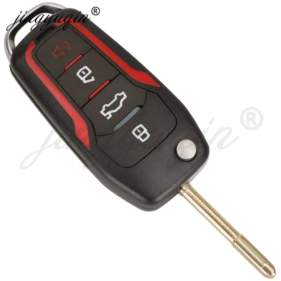 Jingyuqin 433 MHz 4D60 4D63 Modifizierter Flip-Fernbedienungs-Autoschlüssel für Ford Mondeo Focus Fusion Fiesta Galaxy C-Max S-Max Transit in Rot und Schwarz - Bild 3