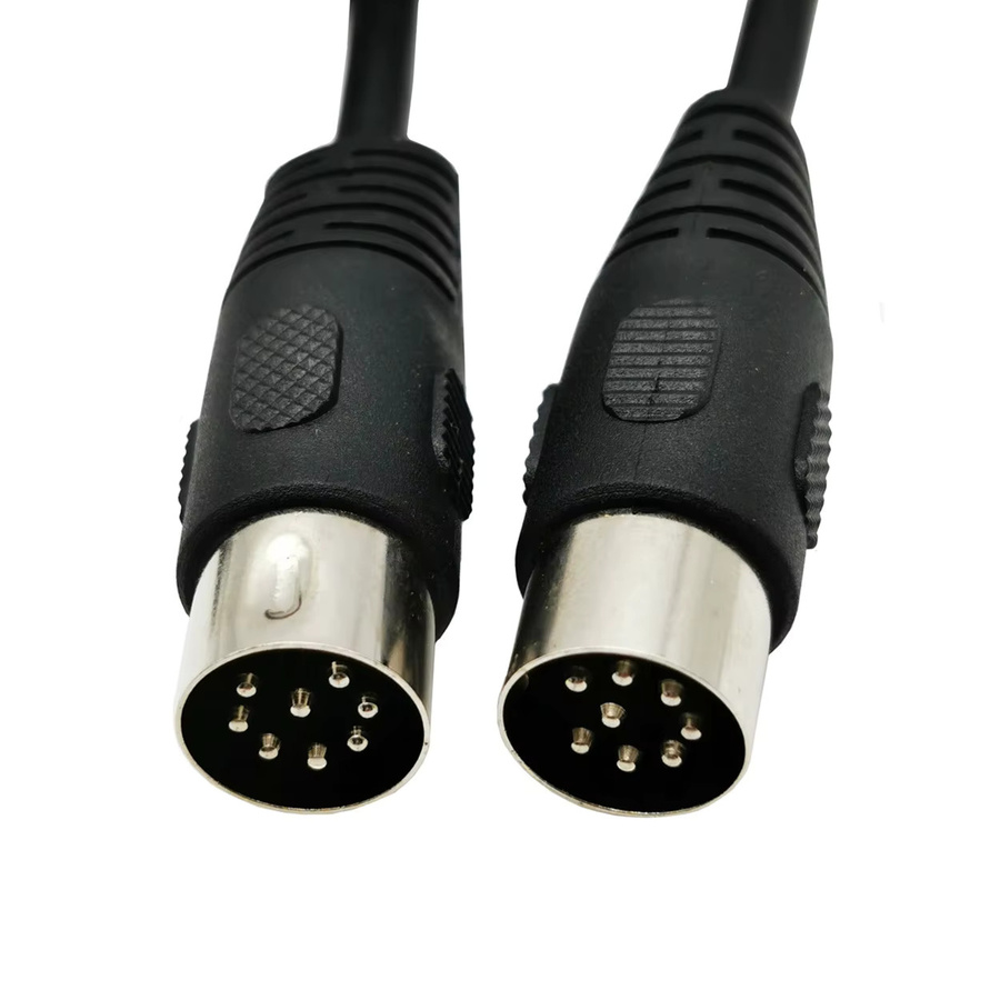 UXG DIN 8-poliges Audio-Verlängerungskabel mit 90-Grad-Winkel, Stecker auf Stecker und Buchse, Schwarz - Bild 2