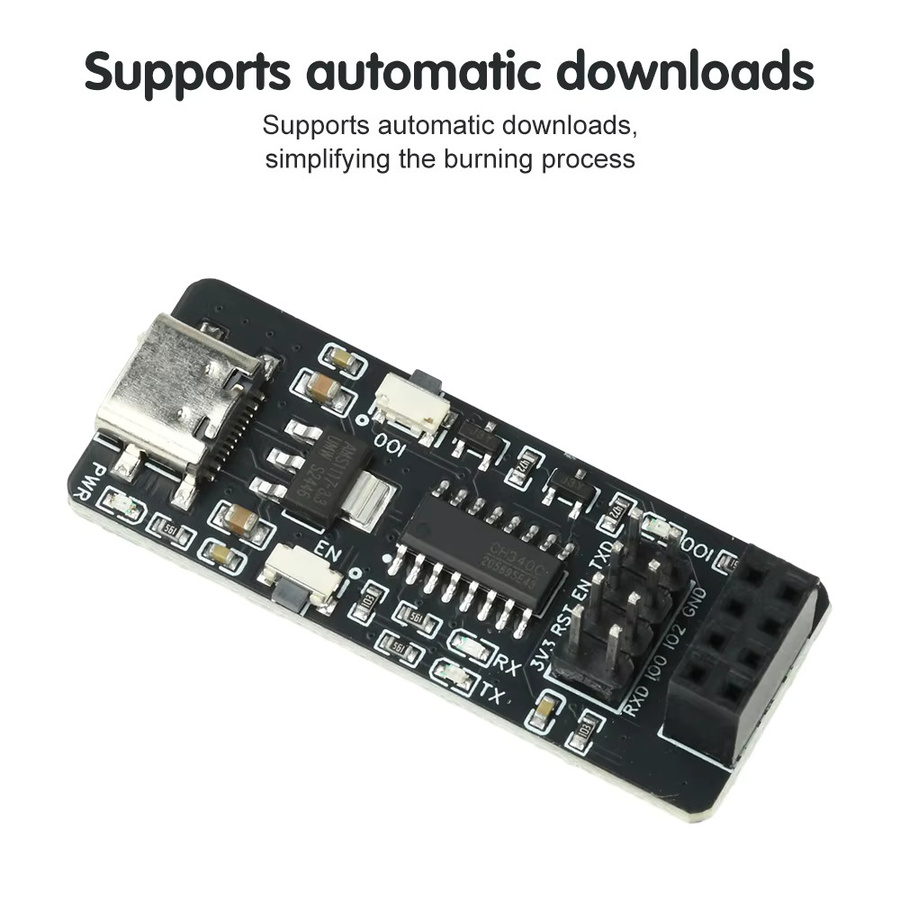 ESP-01/01S Drahtloses WiFi-Moduladapter ESP8266 Seriell zu WiFi mit CH340 Typ-C Anschluss, transparent/schwarz - Bild 2