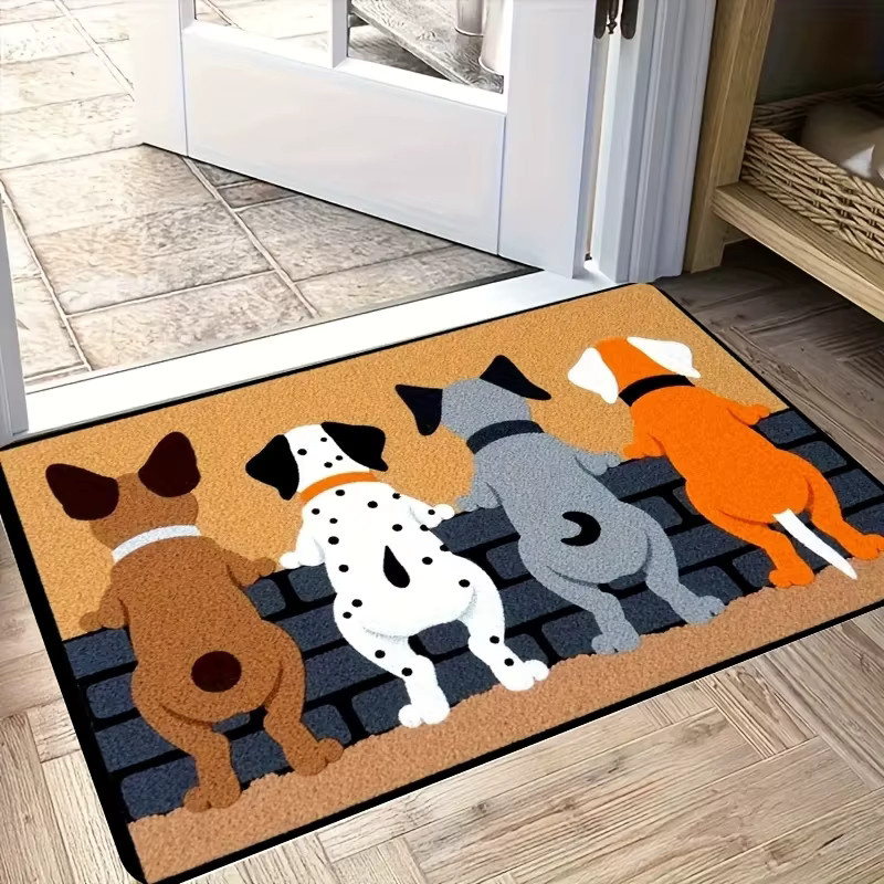 VIKAMA Fußmatte mit Cartoon-Hunden, rutschfest und waschbar, rechteckiger Teppich in Multicolour, Breite: 60 cm, Tiefe: 40 cm - Bild 5