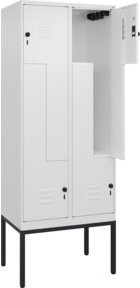 C+P Z-Spind Classic PLUS Spind mit Gestell und 4 Fächern, Farbe Weiß/Grau, B/T/H: 80 x 50 x 212 cm, mit Sicherheits-Drehriegel und Soft-Anschlag - Bild 1