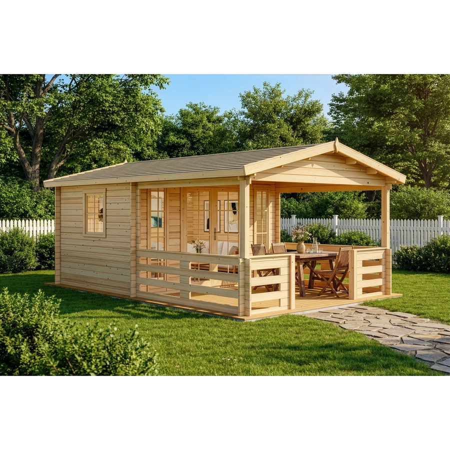 Alpholz Holz-Gartenhaus Lappland naturbelassen mit 34 mm Wandstärke B/T: 410 x 594 cm - Bild 2