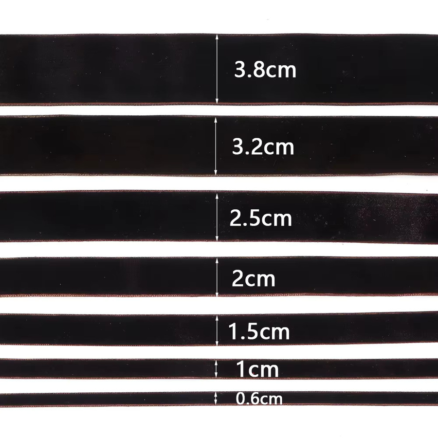 Tiefbraunes Samtband mit Beflockung für DIY-Dekorationen, Hochzeiten und Geschenkeinpackungen - Bild 2