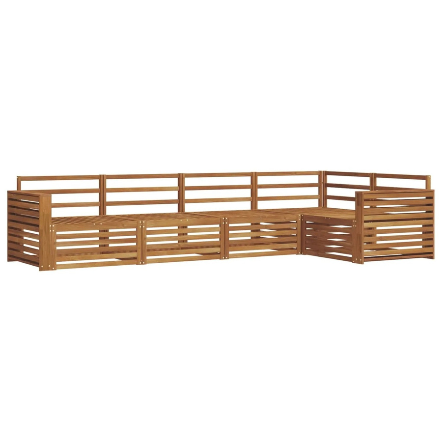 vidaXL Outdoor-Sofagarnitur 5-teilig aus Massivholz Akazie in Braun, L-Form mit Armlehnen - Bild 2