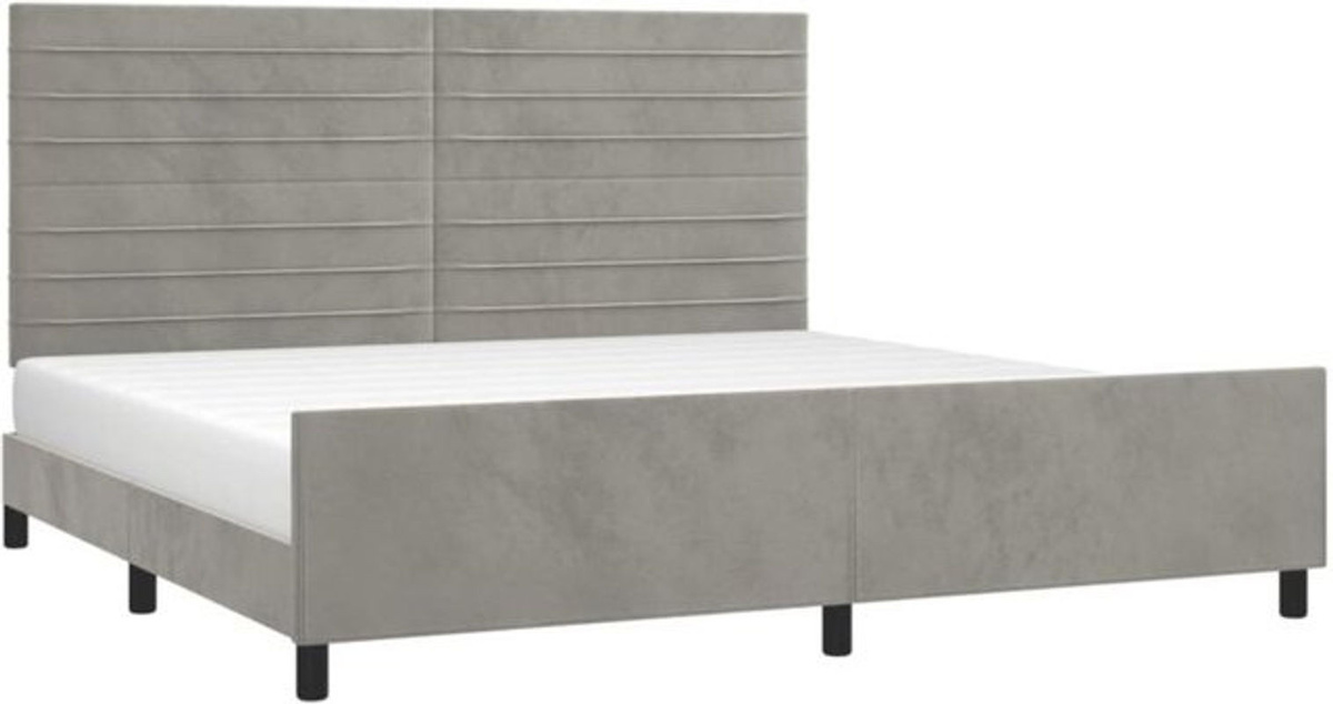 Vidaxl Polsterbett aus Samt und Massivholz in Grau, B/T/H: 200 x 200 x 128 cm - Bild 1