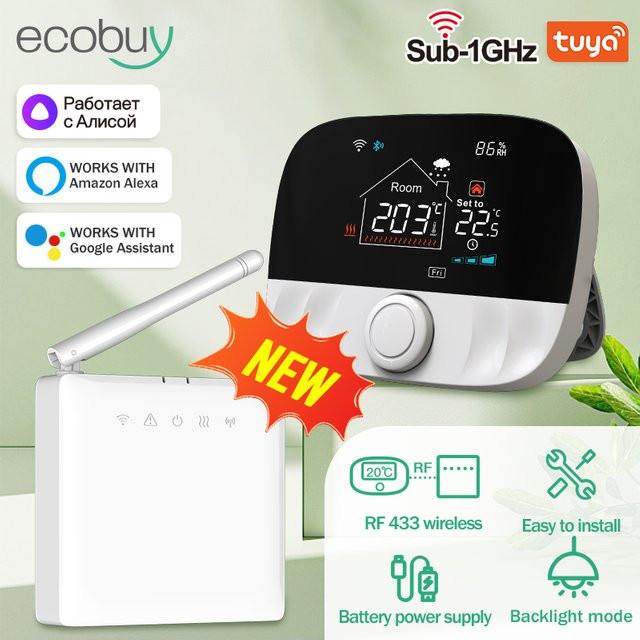 Tuya Smart Wifi Thermostat für Gasheizungen mit App-Steuerung und Alexa Google Home Integration, Weiß - Bild 1