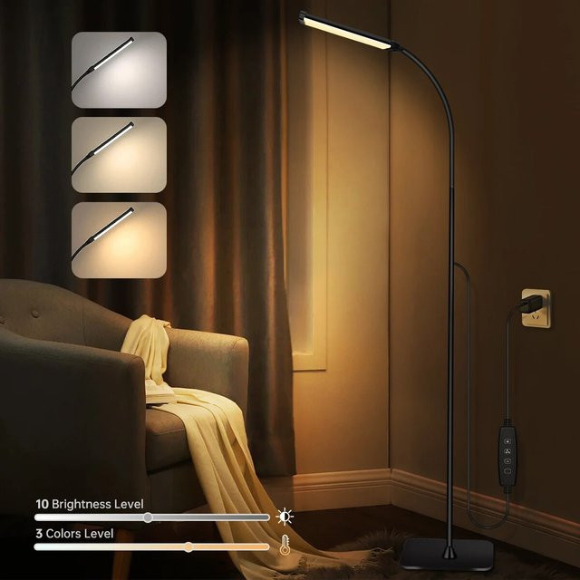 AMARYLLIS LED-Stehlampe in Schwarz mit 120 LEDs, dimmbar und mit verstellbaren Farbmodi für Wohnzimmer und Schlafzimmer - Bild 1