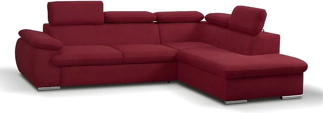 Vente-unique Schlafsofa Fabien in Rot mit L-Form und Schlaffunktion, Breite: 271 cm - Bild 1