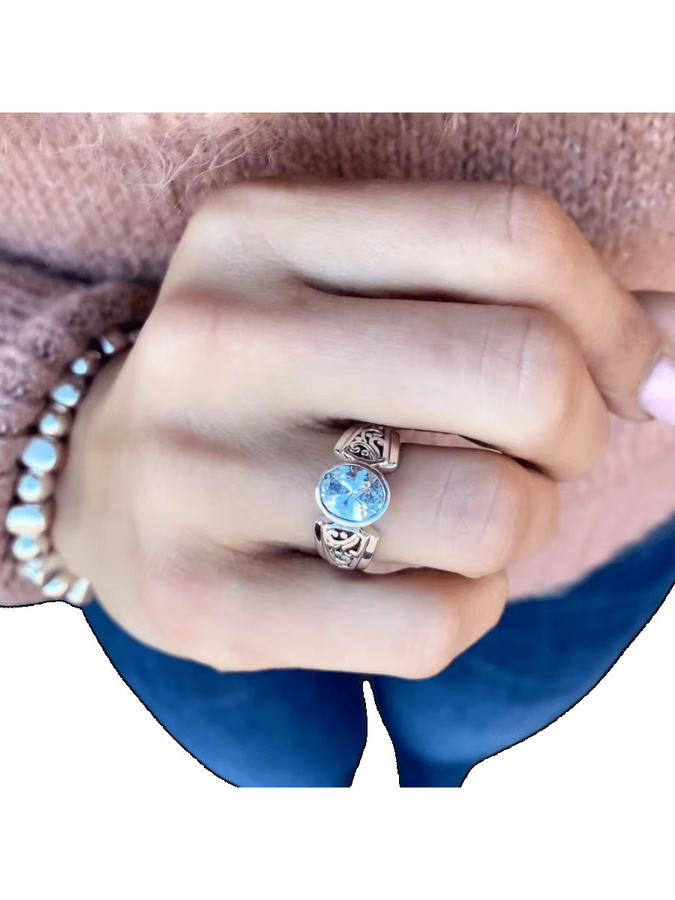 YoYo Ring, 925 Silber, Zirkonia, Vintage, Damen - Bild 3