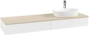 V&B Waschtischunterschrank Antao mit Frontstruktur und Beleuchtung, Weiß lackiert, B: 160 cm, T: 50 cm - Bild 1