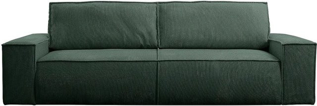 Schlafsofa Amelia Vente-unique in Tannengrün mit Cord-Bezug und Armlehnen, Breite: 257 cm - Bild 1