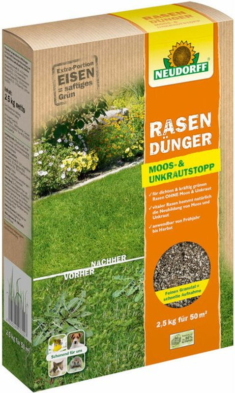 Neudorff Azet Rasendünger Moos- und Unkraut-Stopp mit Slow-Release-Effekt, 2,5 kg - Bild 2