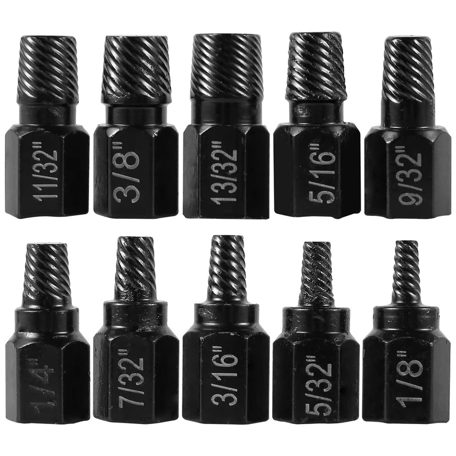 10-teiliges Schraubenausdreher-Set aus legiertem Stahl in Schwarz zur Entfernung beschädigter Schrauben und Bolzen - Bild 3